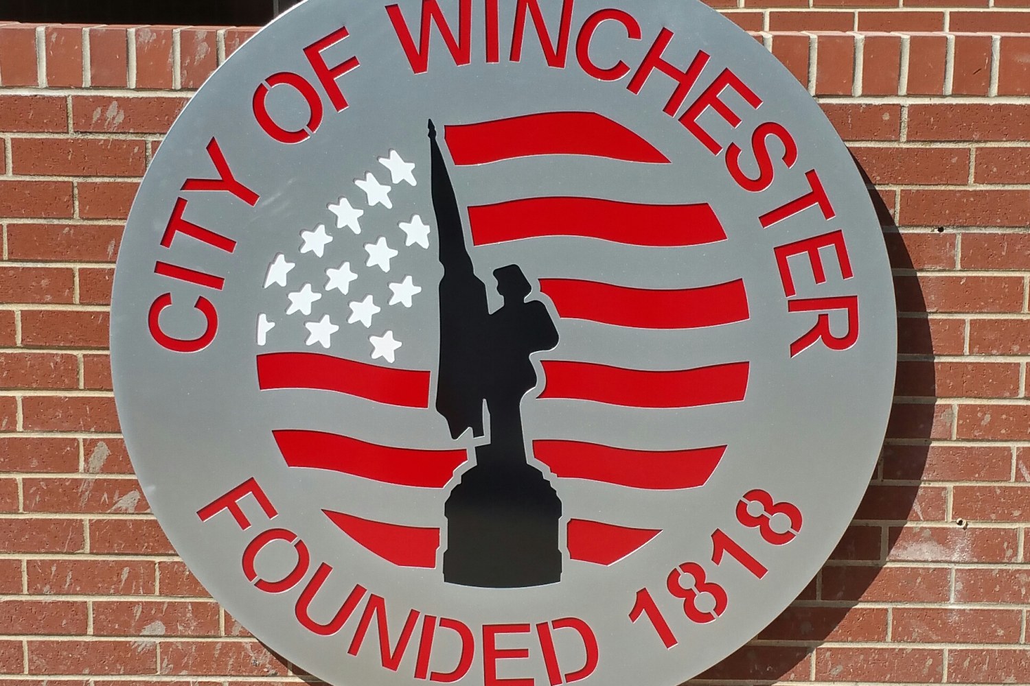 Custom metal municipal sign fabricated by HydroJet in Union City, Indiana